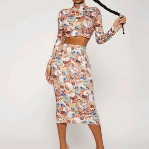 Crop top and skirt two piece set
